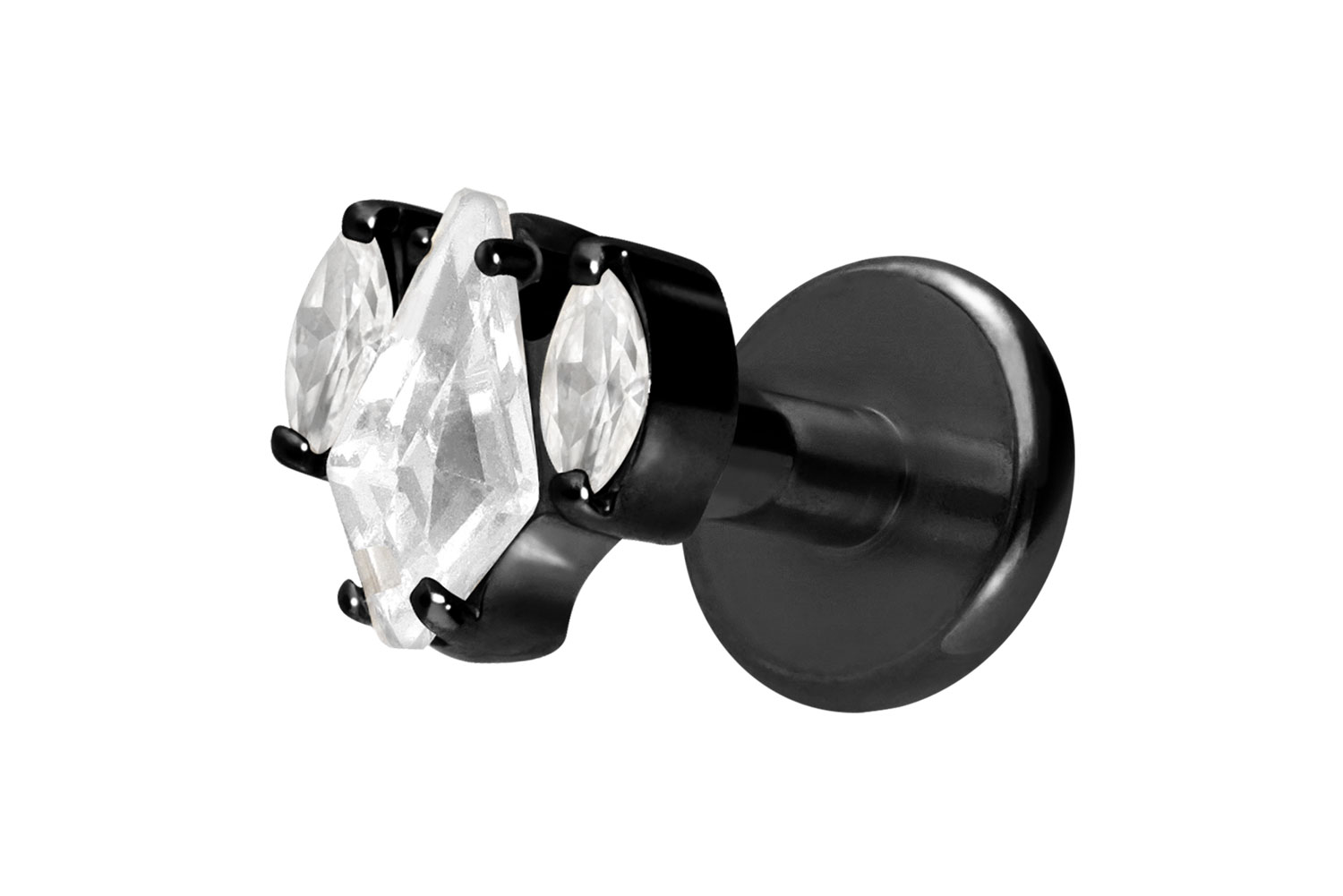 Titan Labret Piercing mit Innengewinde KRISTALLSCHILD + KRISTALLOVALE